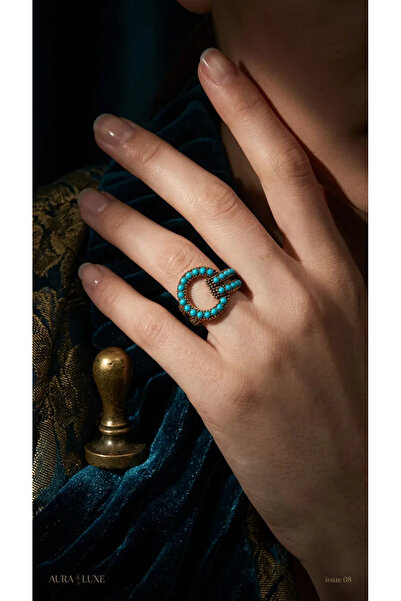 Dorvina Authentic Bronze Ring - Turquoise Color Adjustable Women's Vintage Ring