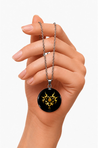 Oxolux, Lavinia Colier Flame Heart cu strasuri, in cutie cadou, design contra...