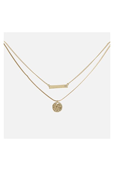 JEWELS Colier damă cu lanț, model stras, lanț dublu – bijuterie fină pentru ț...