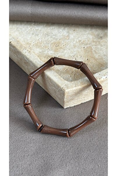 İthal Women's Bamboo Design Elastic Acrylic Bracelet - Trendy Resin Bamboo Fo...
