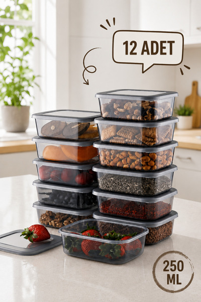 KaiHome 12 Pieces 250 ml Storage Container, Breakfast, Cereals, Snacks, Fruit...