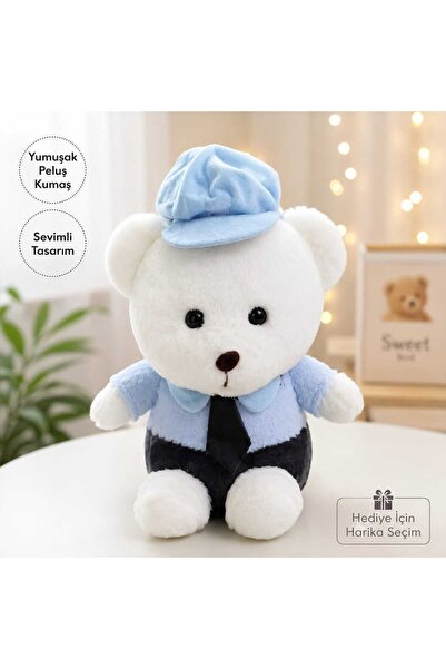 merve giyim söğüt Sevimli Polis Kıyafetli Peluş Ayıcık - (35 cm boy) (20 cm e...