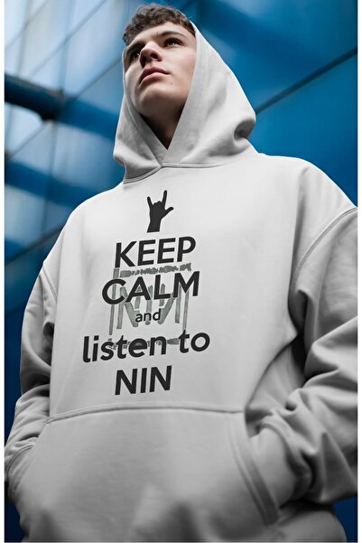SEVBANO Hanorac premium oversize unisex cu imprimeu frontal Nin Rock Metal Mu...