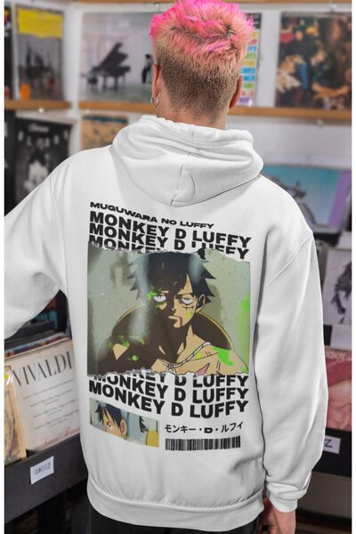 SEVBANO هودي قطني ممشط كبير الحجم للجنسين مطبوع عليه One Piece Monkey D. Luff...