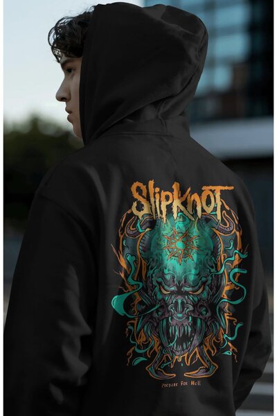 SEVBANO Slipknot Rock Metal Music Band Back Printed Unisex Oversize Premium H...