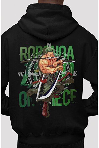 SEVBANO One Piece Roronoa Zoro Anime Back Printed Unisex Oversize Combed Cott...
