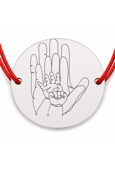 Simoshop Brățară argint 925 cu bănuț mâinile familiei, șnur reglabil — cadou ...
