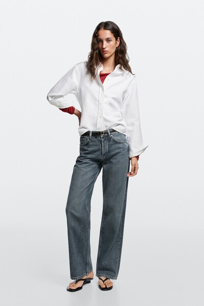 Massimo Dutti Orta bel geniş paça jean