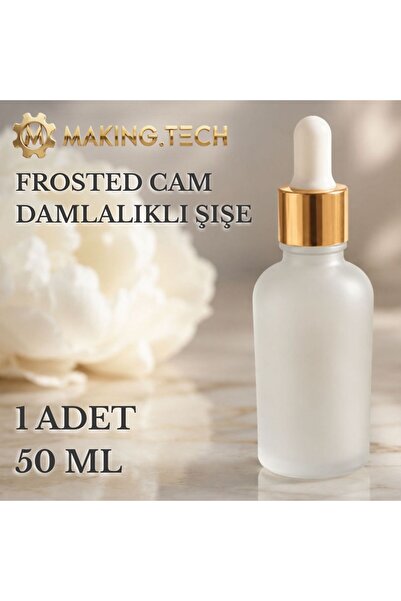 HORECA MARKET 50ml Frosted Glass Dropper Bottle – Empty Cosmetic Oil and Seru...