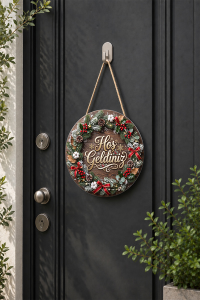 Lucena Snow Concept Wooden Door Ornament with Welcome Writing Mdf Wall and Do...