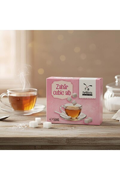 Furnicuta Zahăr Cubic Alb Furnicuța — 500g, Ideal pentru espresso, ceai, cafea