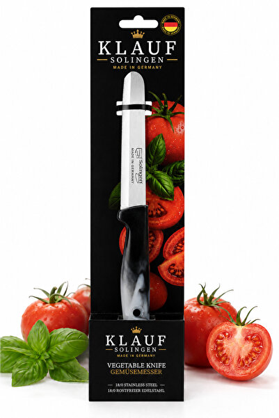 Klauf Tırtıklı Bıçak, 22,5 cm, Paslanmaz Alman Çeliği, Ergonomik Sap (Tekli), Meyve Bıçağı Siyah-Gri