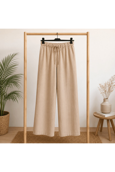 Penelope Diego Keten Cepsiz Pantolon Natural S-M