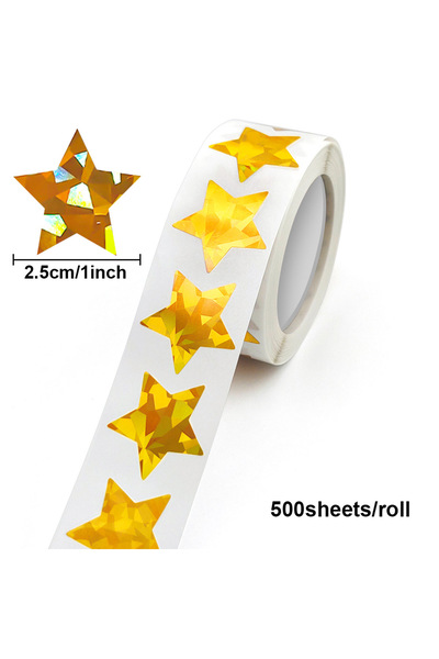 Choice A-1inch 500pcs Star Stickers for Kids Reward, 1 inch Holographic Gold ...