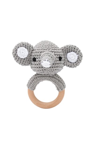 Choice elephant Wooden Baby Rattle Toy Handmade Crochet Sensory Toy for Newbo...