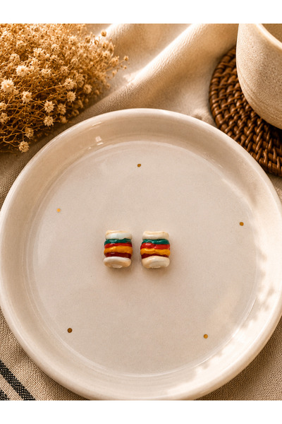 ADAMODART Handmade Murano Glass Cheeseburger Beads (2 Pieces)