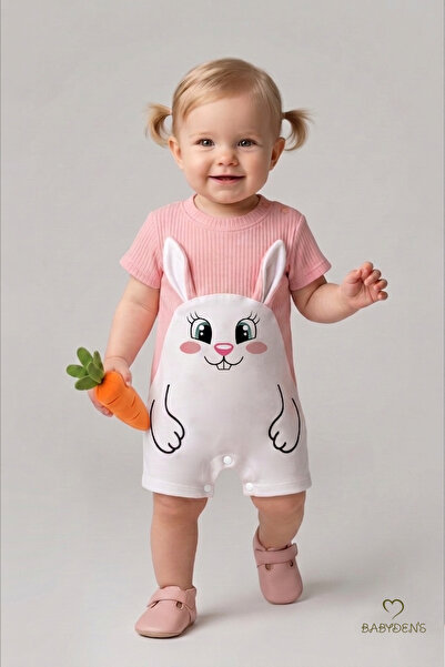 BABYDEN'S جمبسوت بناتي مع شورت بتصميم أرنب، جمبسوت صيفي من القطن بنسبة 100%، ...