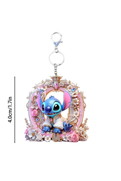 Choice11 Bandai O Acrylic flat 2D Stitch 26 English letters Pendant Keychain ...