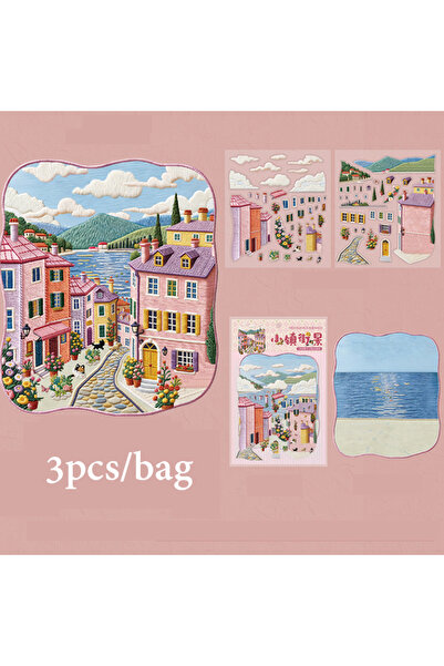 Choice3 S31702-4 Mr. Paper 3 قطع/عبوة حزمة ملصقات مناظر طبيعية بنمط التطريز ل...