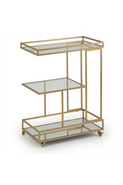 YINZUO 3 Tier Bar Cart with Wheels, Tempered Glass & Mirror Shelf,Metal Frame...