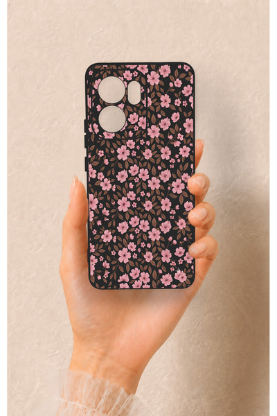Vip Case Oppo Reno 13F Uyumlu Mini Pembe Çiçek Desenli Silikon Kılıf