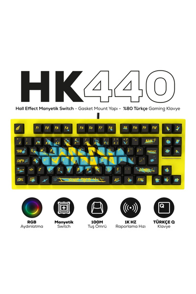 HAWK Gaming HK440 Hall Effect Manyetik Switch Rapid Trigger Sonic RGB 1k Hz 1...