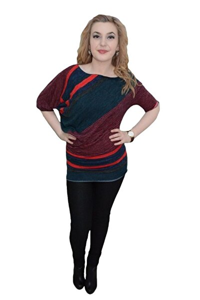 OEM Bluza in nuanta de bleumarin-rosu, design deosebit