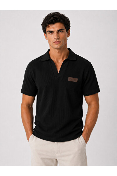 PROLET Ανδρικό T-Shirt με υφή βάφλας και λαιμόκοψη V, 100% βαμβάκι