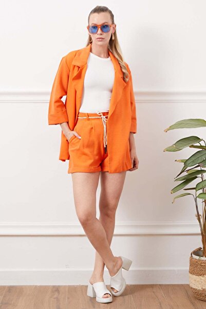 Fulla Moda Pleated Double Sleeve and Leg Detail Shorts Set of 2