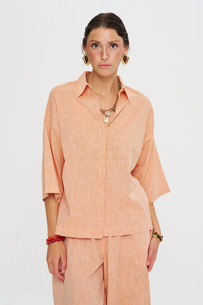 Orfeo Negro Women's Three Quarter Sleeve Solid Color Shirt