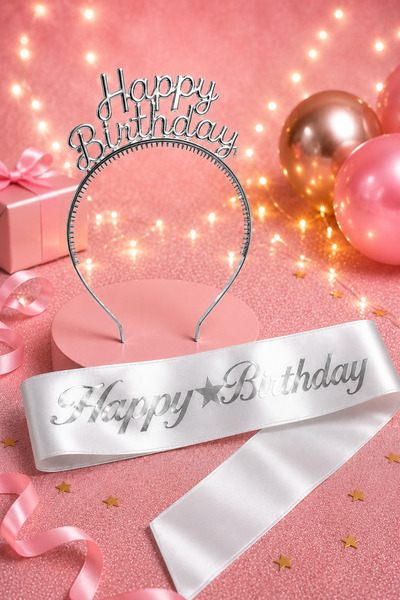 Larenya Happy Birtday Plastik Taç Kuşak Set