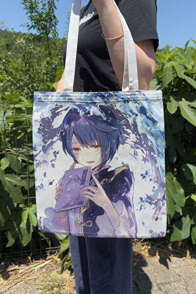 ZipZap Xingqiu Genshin Impact V5 Double-Sided Canvas Print Tote Bag Anime Bag