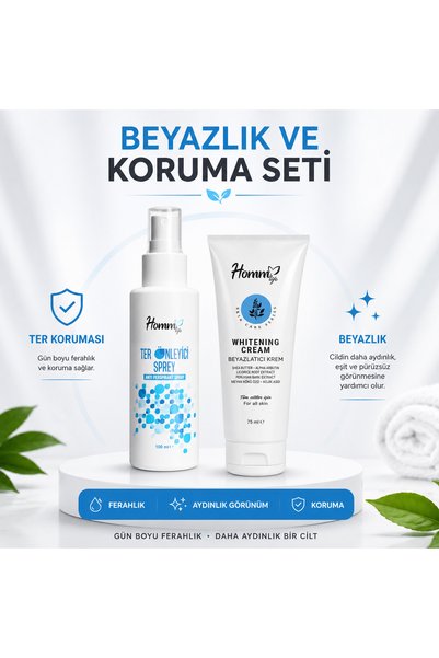 Naturavera Store HOMM LIFE TER ÖNLEYİCİ SPREY VE HOMM LIFE BEYAZLATICI KREM