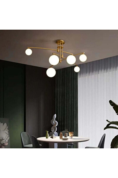 OEM Полилей с кръгъл абажур, PENTHOUSE Dome, 6x G9, златен, метал