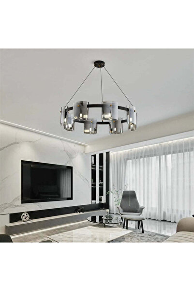 OEM Candelabru modern REQUIEM Largo, 8xG9, diametru 80cm, negru, înălțime reg...
