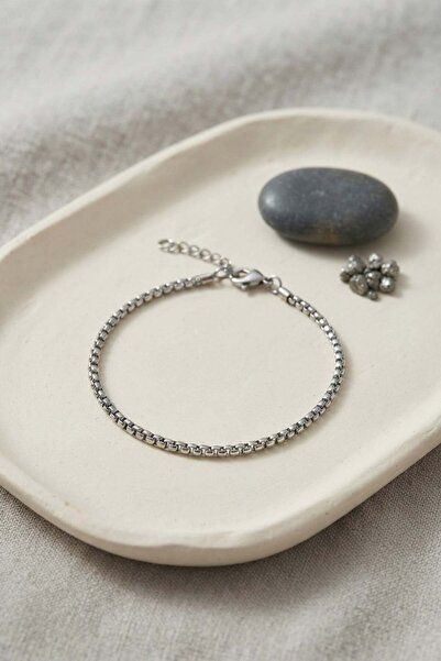Inure Jewelry 316L Steel Silver Color Venetian Chain Model Men's Bracelet