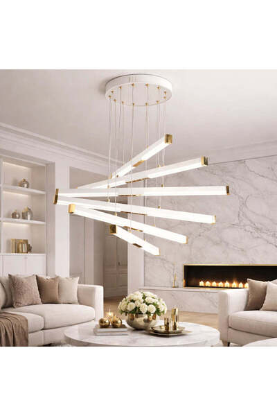 OEM Акрилен LED висящ полилей LT183/5WH, 69W, светлина 3000/4000/6000K, бял, ...