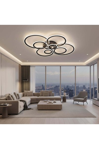 Alessandro DESIGN Lustra LED cu telecomanda BETTY 127W, 8 Cercuri, lumina Rec...