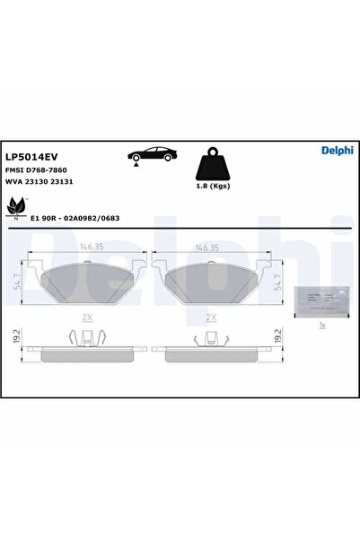 DELPHİ Set Placute Frana Lp5014Ev Seat Mii Skoda E-Citigo Streetscooter Work ...