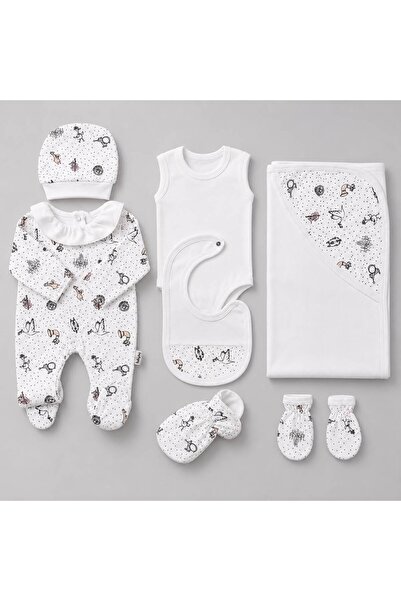 Baby day طقم ملابس حديثي الولادة بنقوش كلاسيكية رقيقة (7 قطع)