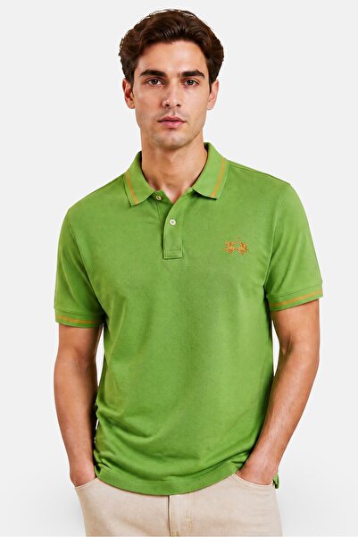 La Martina Men Regular Fit Embroidered Logo Long Sleeve Polo Shirt, Green