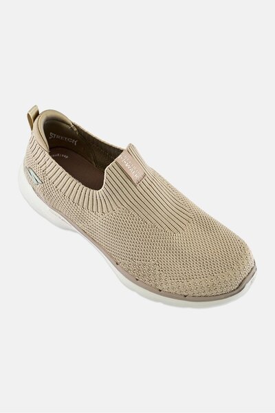 SKECHERS حذاء نسائي للمشي Go Walk 6 Stunning View سهل الارتداء، لون بني فاتح