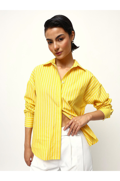High Star By Styli Striped Oversized Cotton Casual Shirt