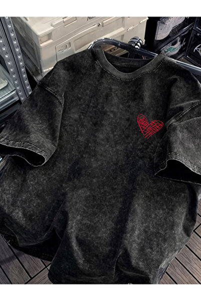 HOFFNUNG Unisex Oversize Vintage Washed Street Style Μόδα του δρόμου Βαμβακερ...