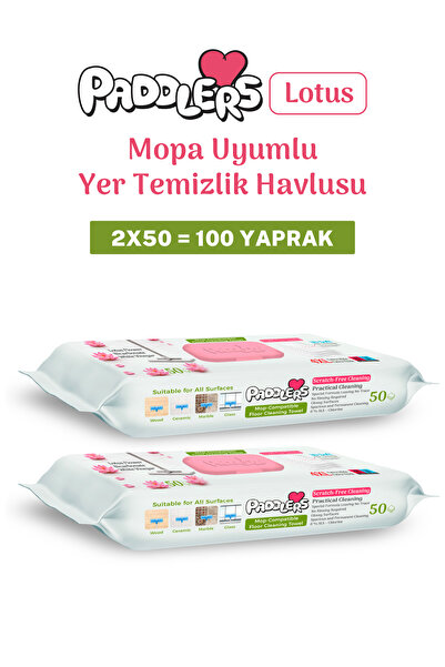 Paddlers Easy Clean Lotus Çiçeği Kokulu Mopa Uyumlu Yer Temizlik Havlusu 2x50...