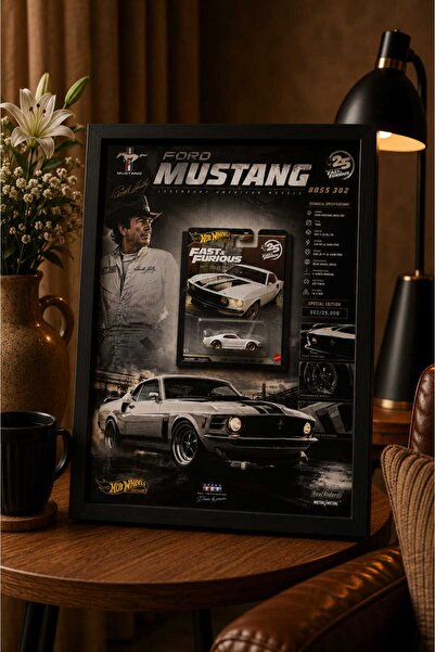 HOT WHEELS Hotwheels 1/64 ölçekli 1969 Ford Mustang 302 47.5x37.5 tablo
