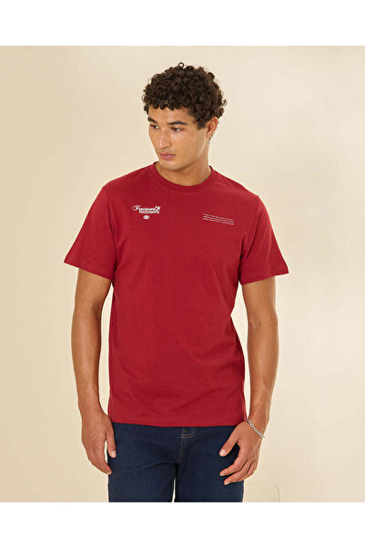 REDTAG Men Red Graphic T-Shirt