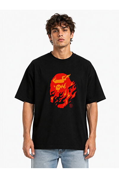 Compostela Unisex Women's Men's Bape Flame Special Design Printed Oversized T...