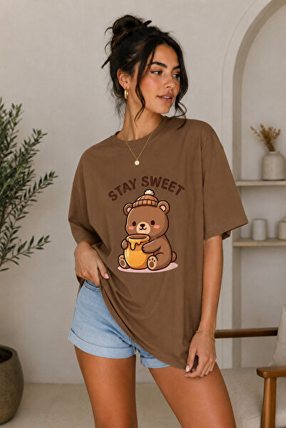 FECCY Premium Stayswwet Τυπωμένο Oversize Γυναικείο T-Shirt Βαμβακερό Oversiz...