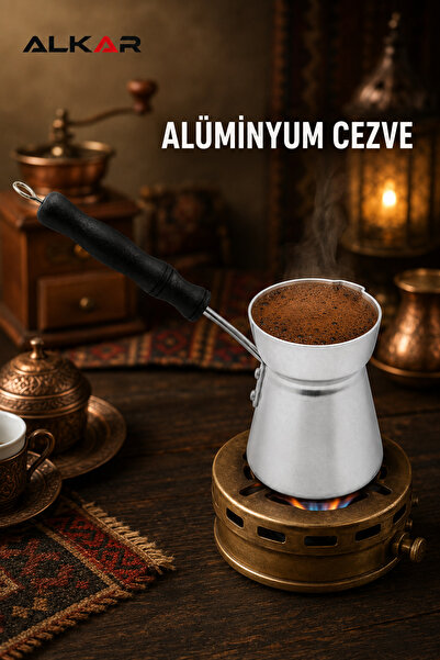 Alkar Alüminyum Cezve No3 Saplı Süt Cezve Ocak Üstü Türk Kahvesi Cezvesi